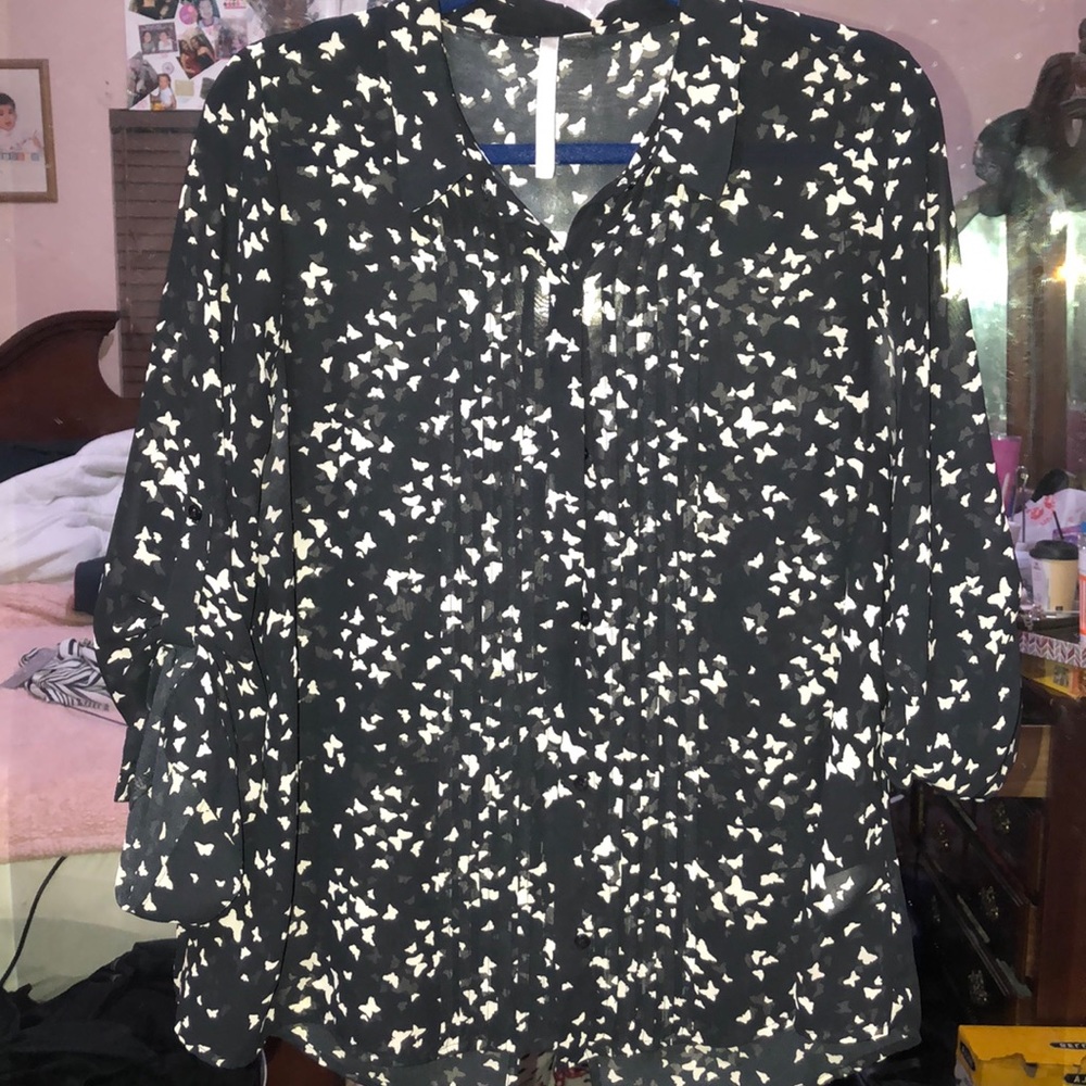 Black button-up with butterflies